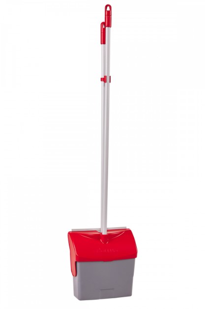 BRUSH AND DUSTPAN WITH HANDLE AND COVER RED