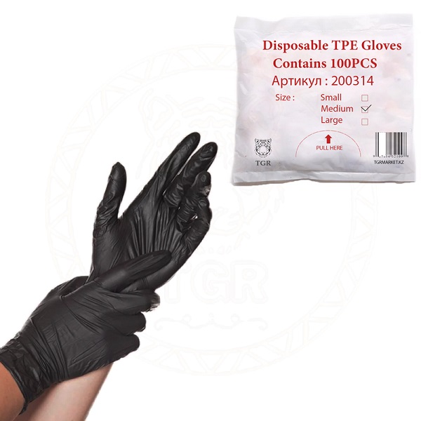 GLOVES TPE BLACK M 100 PCS 