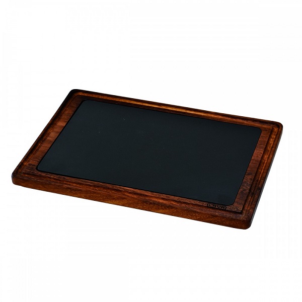 SERVICE BOARD WOODEN W CAST IRON PLATTER 25X35CM