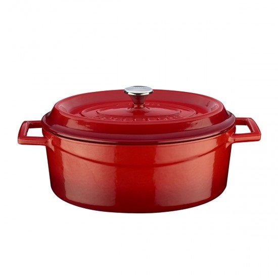 POT CAST IRON OVAL RED 21X25CM LV O TC 25 K2 R