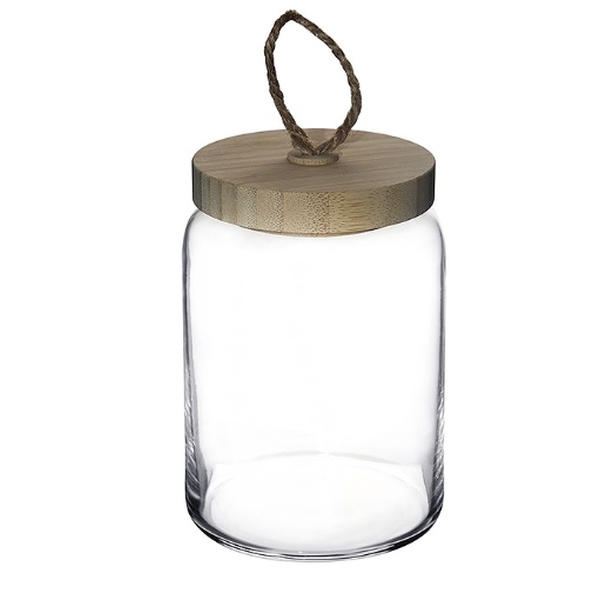 JAR WITH BAMBOO LID 860CC WOODY