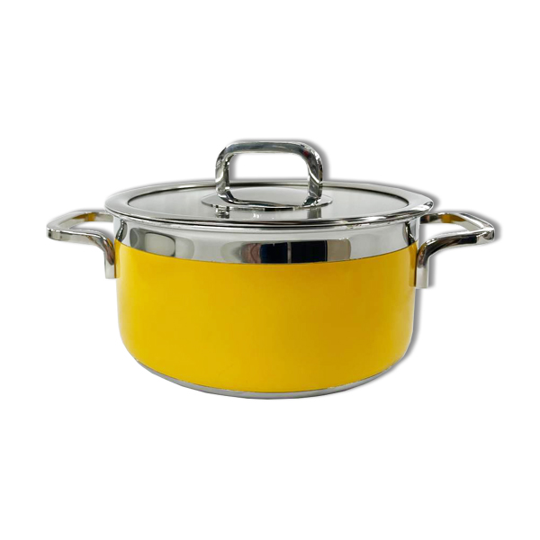 POT W GLASS LID YELLOW 20X10CM 001261