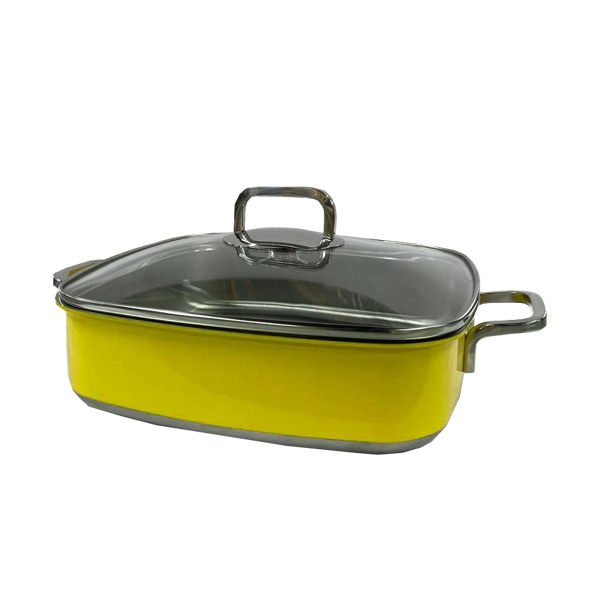 PAN W GLASS LID YELLOW 27.35X27.35X7 007635