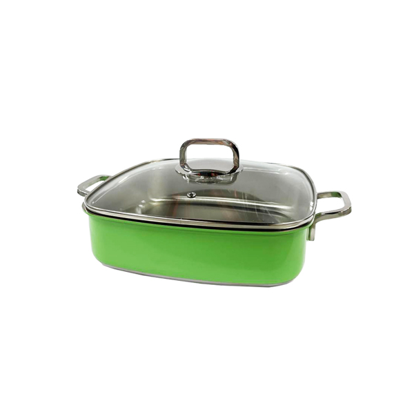 PAN W GLASS LID GREEN 27.35X27.35X7 007636