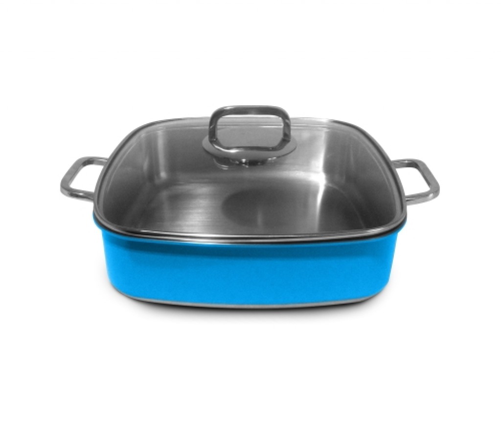 PAN W GLASS LID BLUE 27.35X27.35X7 007637