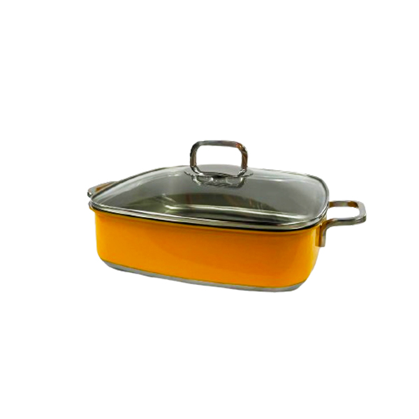 PAN W GLASS LID ORANGE 27.35X27.35X7 007638