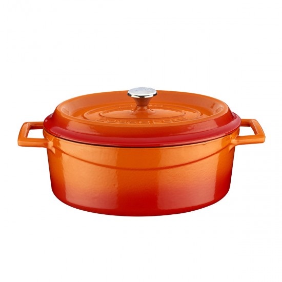 POT CAST IRON OVAL ORANGE 21X25CM LV O TC 25 K2 O