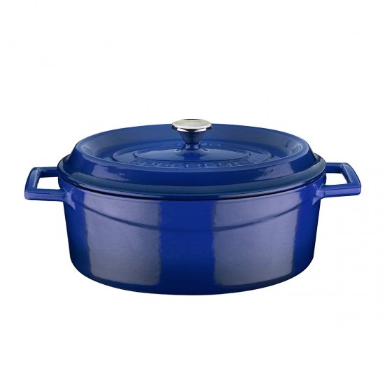 POT CAST IRON OVAL BLUE 21X25CM LV O TC 25 K2 B