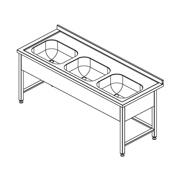 DISH PAN WITH 3 SINKS CO TUE280X70SD