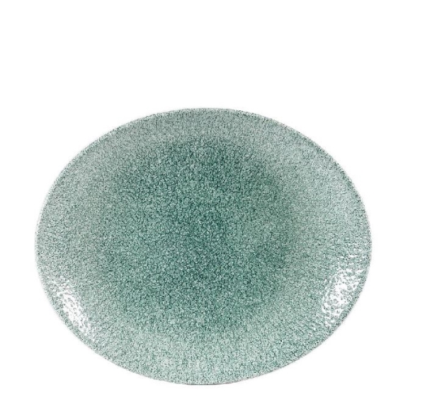 OVAL PLATE 31.7X25.5CM RAKU JADE GREEN RKJGOP121