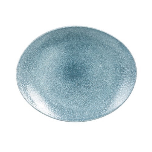 OVAL PLATE 31.7X25.5CM RAKU TOPAZ BLUE RKTBOP121