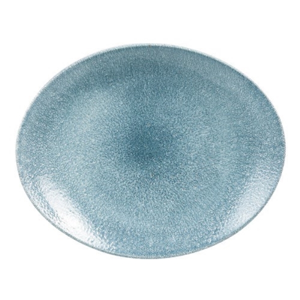 OVAL PLATE 27X22.9CM RAKU TOPAZ BLUE RKTBOP581