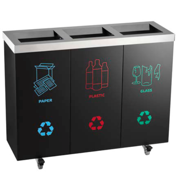 DUSTBIN WASTE SEPARATION BLACK 3 PARTS DMT71GA R