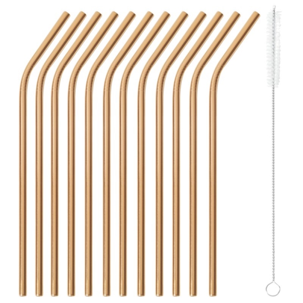 STRAW SET CURVED SS COPPER 12PCS 21.5CM 41490C01