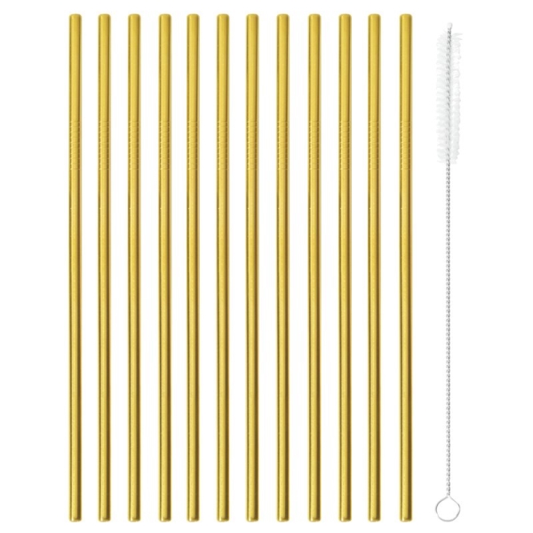 STRAW SET SS GOLD 12PCS 21.5CM 41490G00