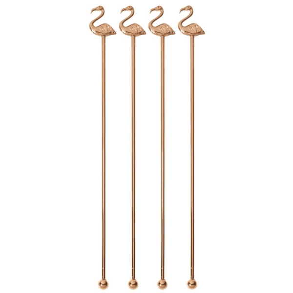 COCKTAIL STIRRER FLAMINGO SS COPPER 4PCS 41491C00