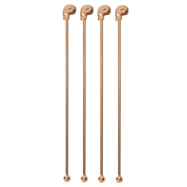 COCKTAIL STIRRER SKULL SS COPPER 4PCS 41491C01