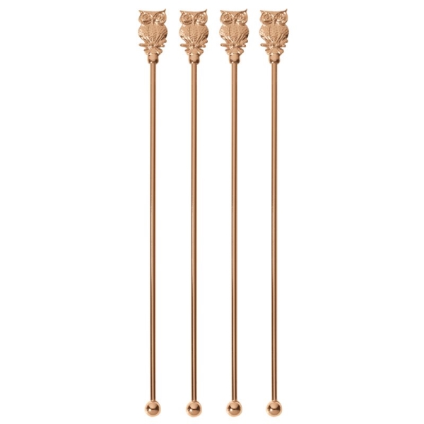 COCKTAIL STIRRER OWL SS COPPER 4PCS 41491C03