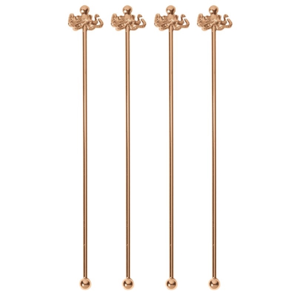 COCKTAIL STIRRER OCTOPUS SS COPPER 4PCS 41491C06