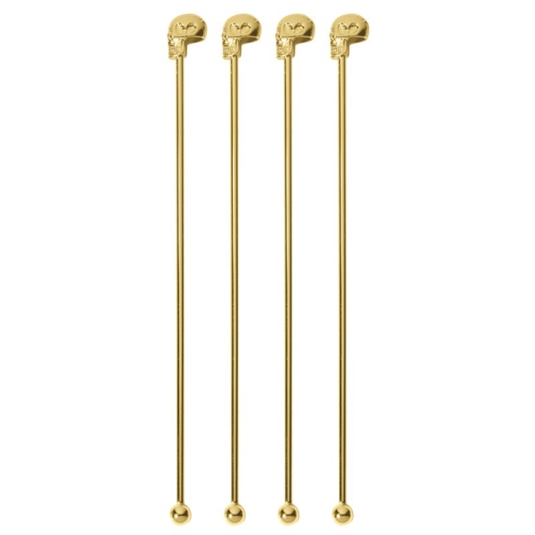 COCKTAIL STIRRER SKULL SS GOLD 4PCS 41491G01