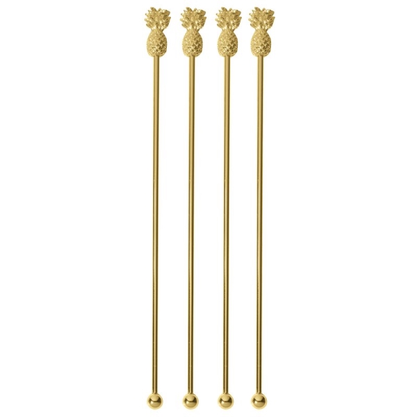 COCKTAIL STIRRER PINEAPPLE SS GOLD 4PCS 41491G02