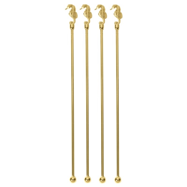 COCKTAIL STIRRER SEAHORSE SS GOLD 4PCS 41491G04