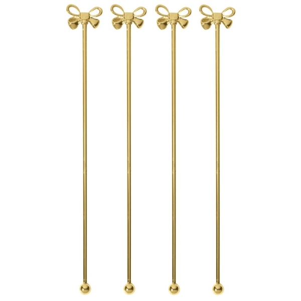 COCKTAIL STIRRER BOW KNOT SS GOLD 4PCS 41491G05