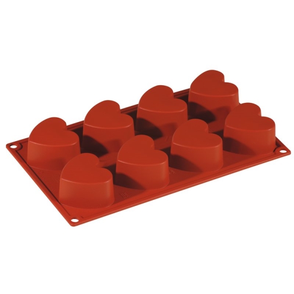 CAKE MOULD SILICONE HEART 8PCS 47742 25